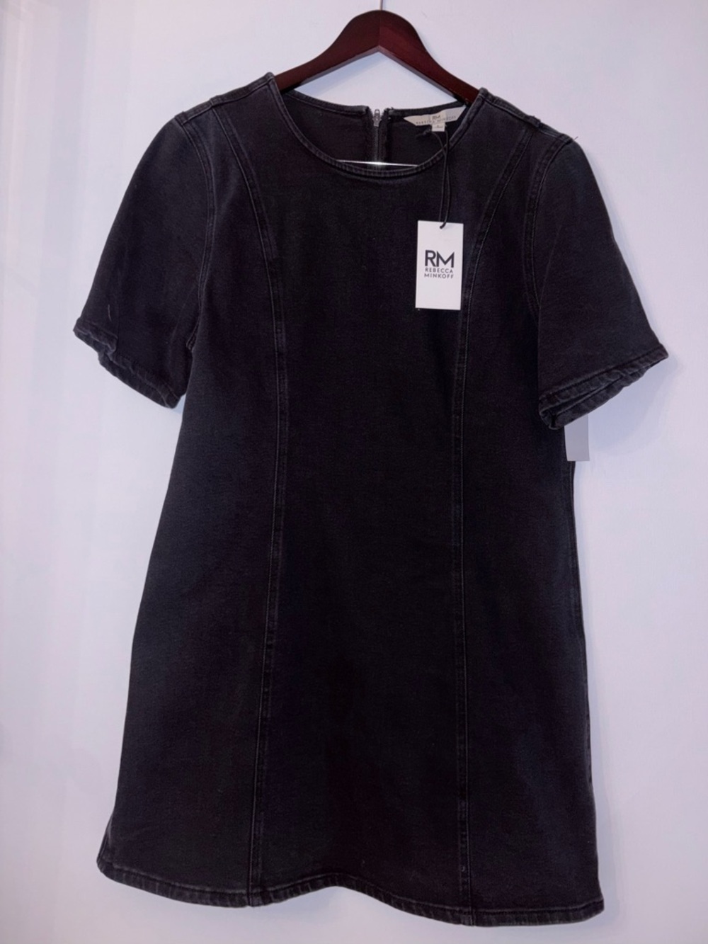 RM Rebecca Minkoff Womens Short Sleeve Shift Dress Black Wash - Picture 2 of 7